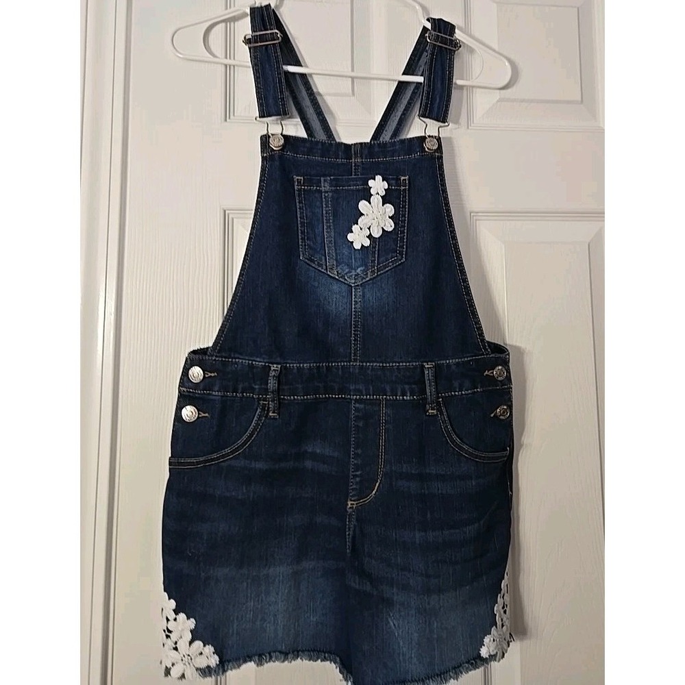 Girl's Jordache Denim Overalls‎ Shorts With Lace Detailing SIZE XL 14/16 PRE OWN